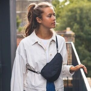 AmeriBag Mini Baglett Crossbody Sling Bag Nylon Brown Zip Travel Light Unisex